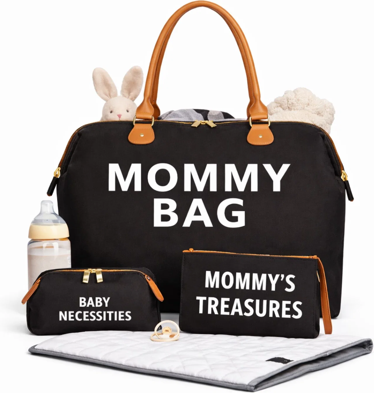 Torba Czarna Mommy Bag – 3W1 Premium Zestaw Dla Mamy I Dziecka