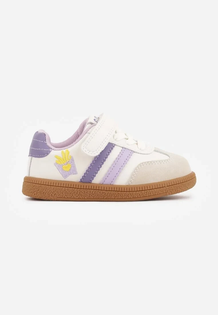 Beżowe Buty Sportowe Sneakersy ze Skórzaną Wkładką i Ozdobami 3D Ibysaris