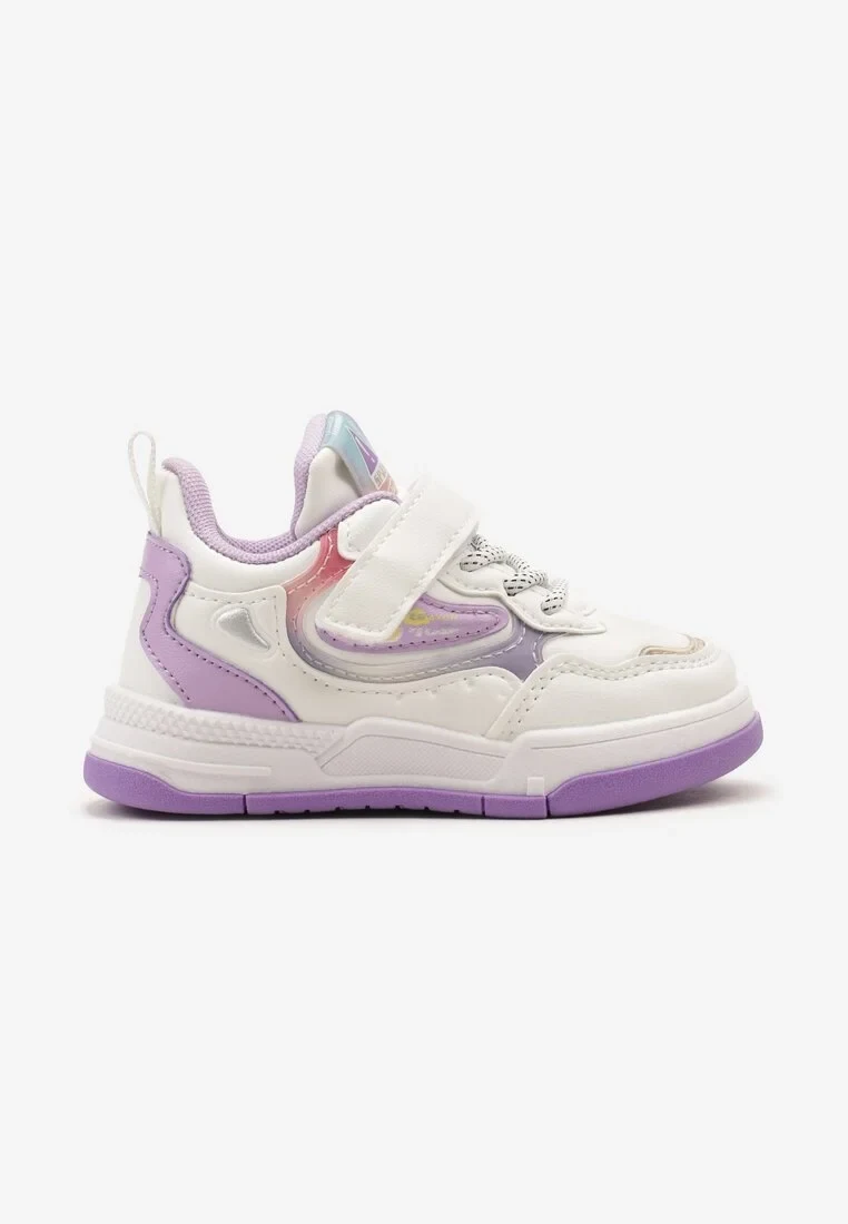 Biało-Fioletowe Buty Sportowe Sneakersy z Rzepem Nellesta