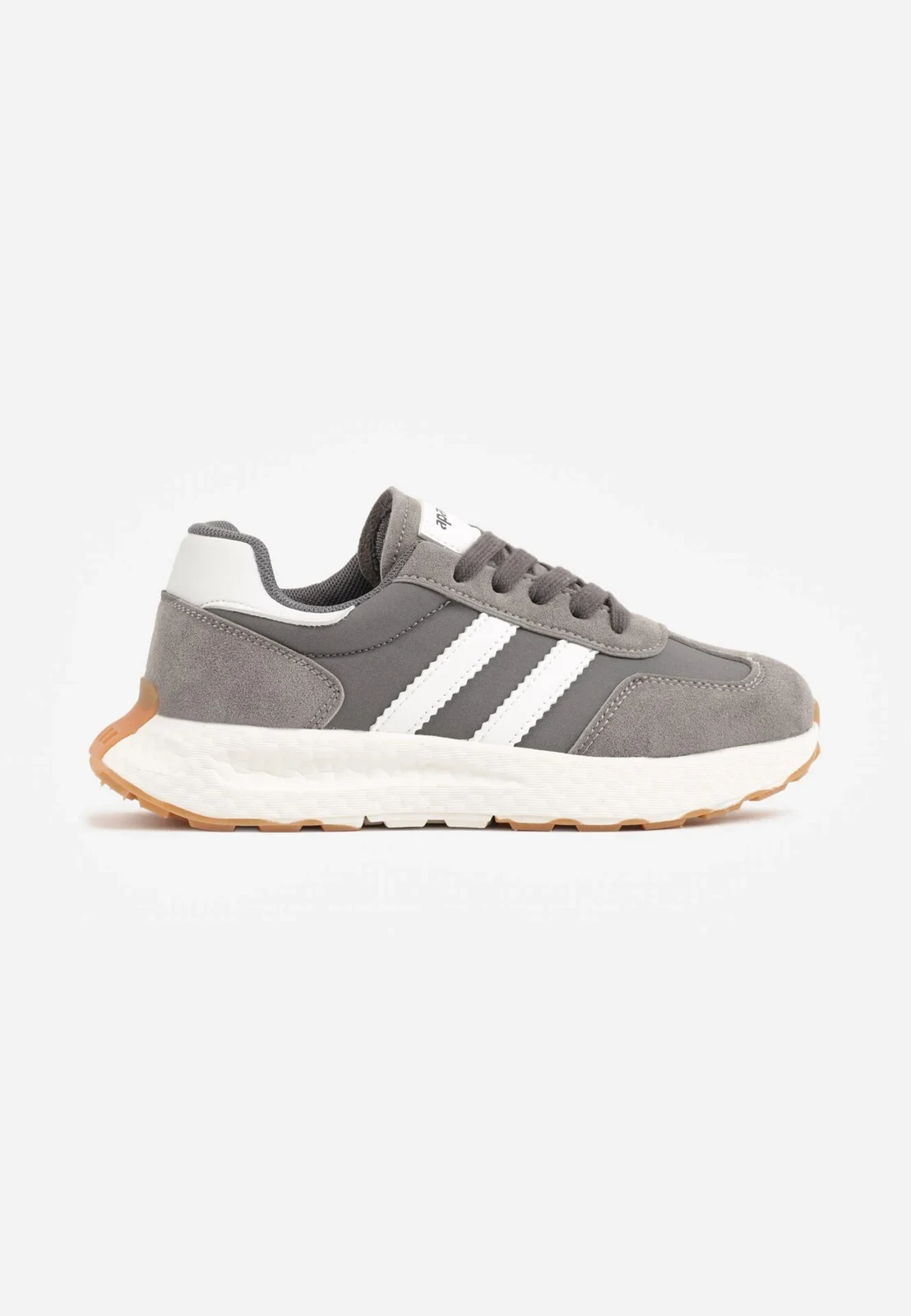 Szare Buty Sportowe Sneakersy Zapinane na Rzep ze Skórzaną Wkładką Ladru