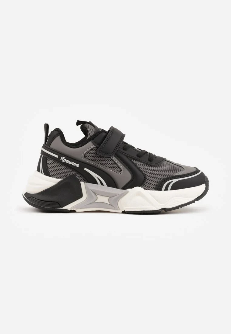 Szare Buty Sportowe Sneakersy z Geometrycznym Motywem Hythia