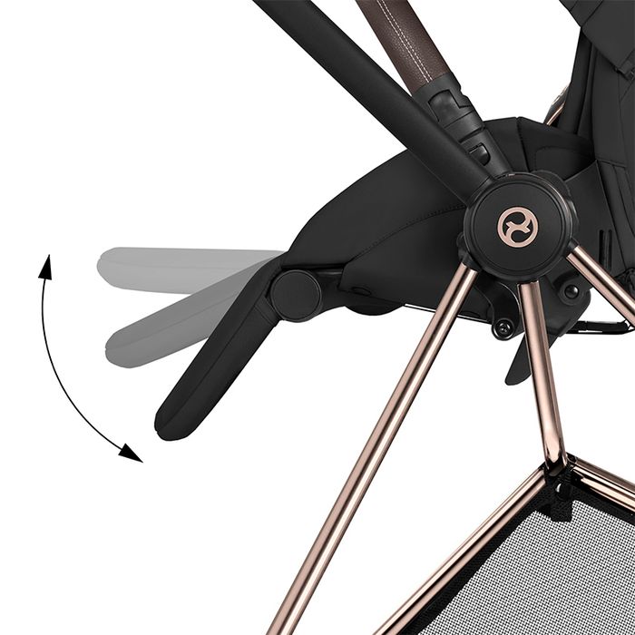 Cybex MIOS 4.0 STYLE wózek spacerowy — Sepia Black upholstery / Rosegold Frame — functional detail, alternative colour