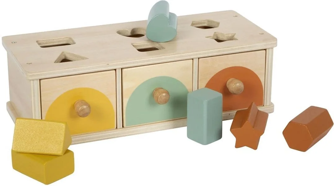 Small Foot Drewniany Sorter Kształtów I Kolorów Z Szufladkami Montessori