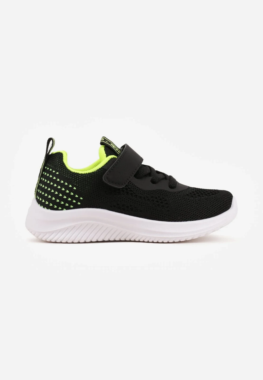 Czarno-Zielone Buty Sportowe Sneakersy z Perforacją i Tłoczoną Podeszwą Uriltora