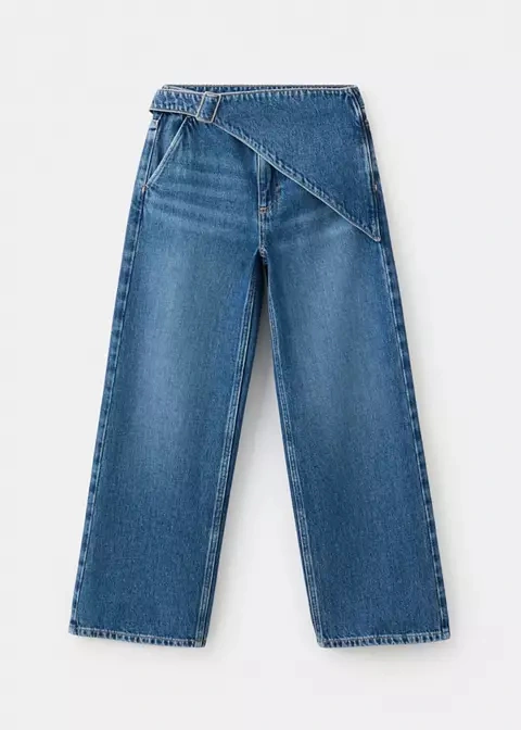 Jeansy wide leg z apaszką