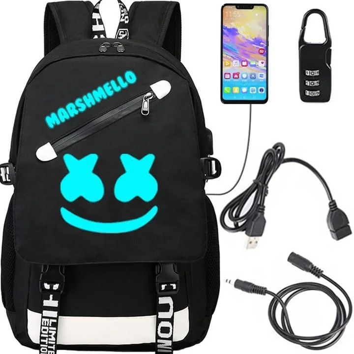 Plecak Szkolny Odblask USB  25L Marshmello
