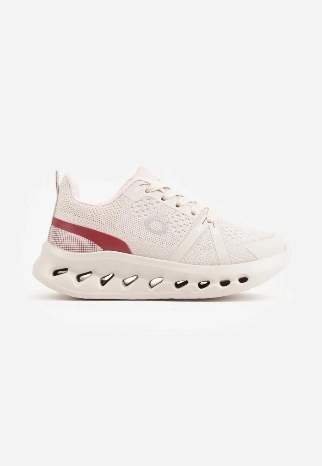 Beżowo-Różowe Buty Sportowe Sneakersy z Tłoczoną Cholewką i Szerokim Noskiem Kateni