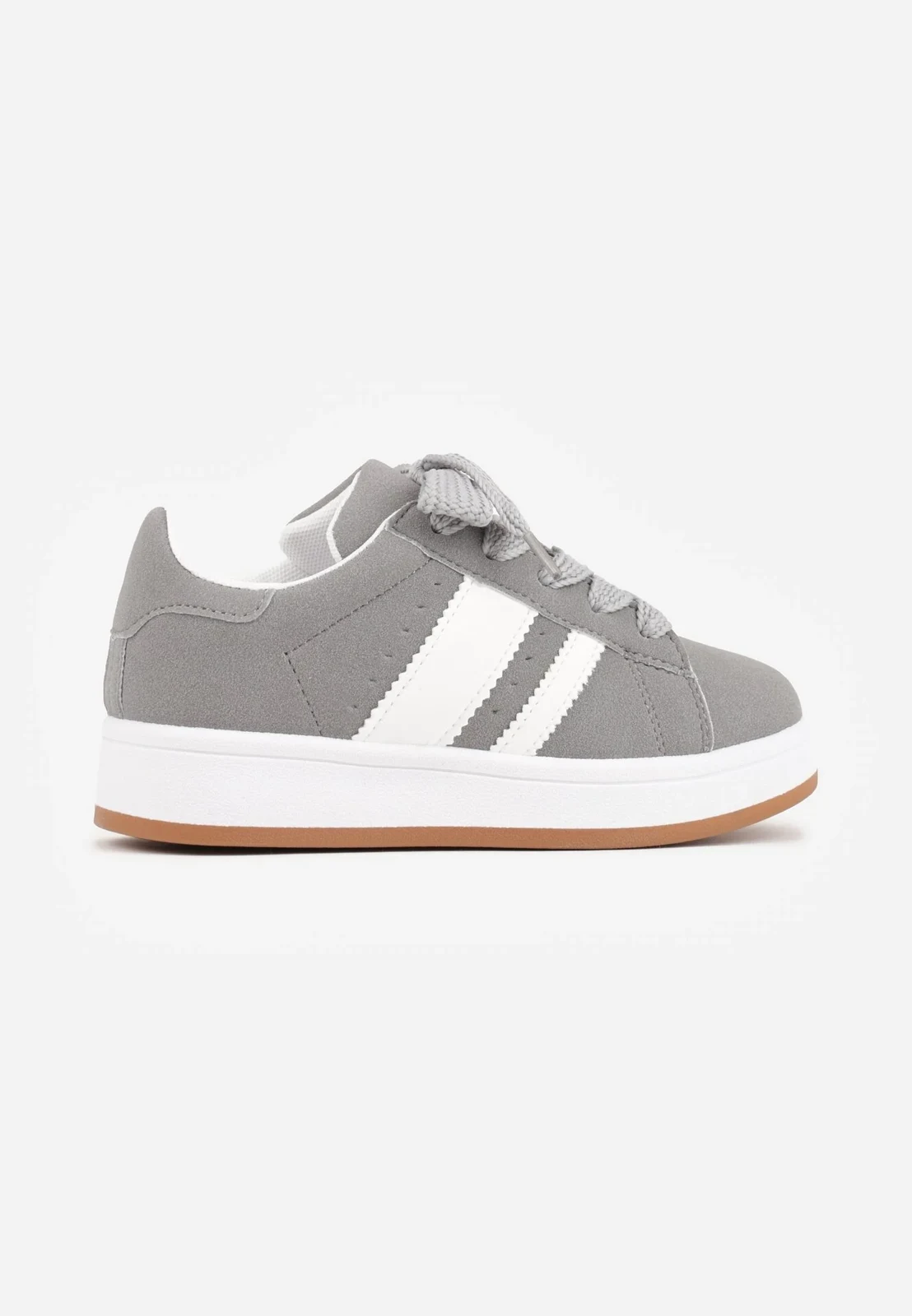 Szaro-Białe Buty Sportowe Sneakersy z Paskami po Bokach Vikitole
