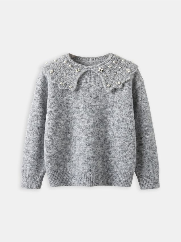 Sweter z domieszką wełny z perełkami