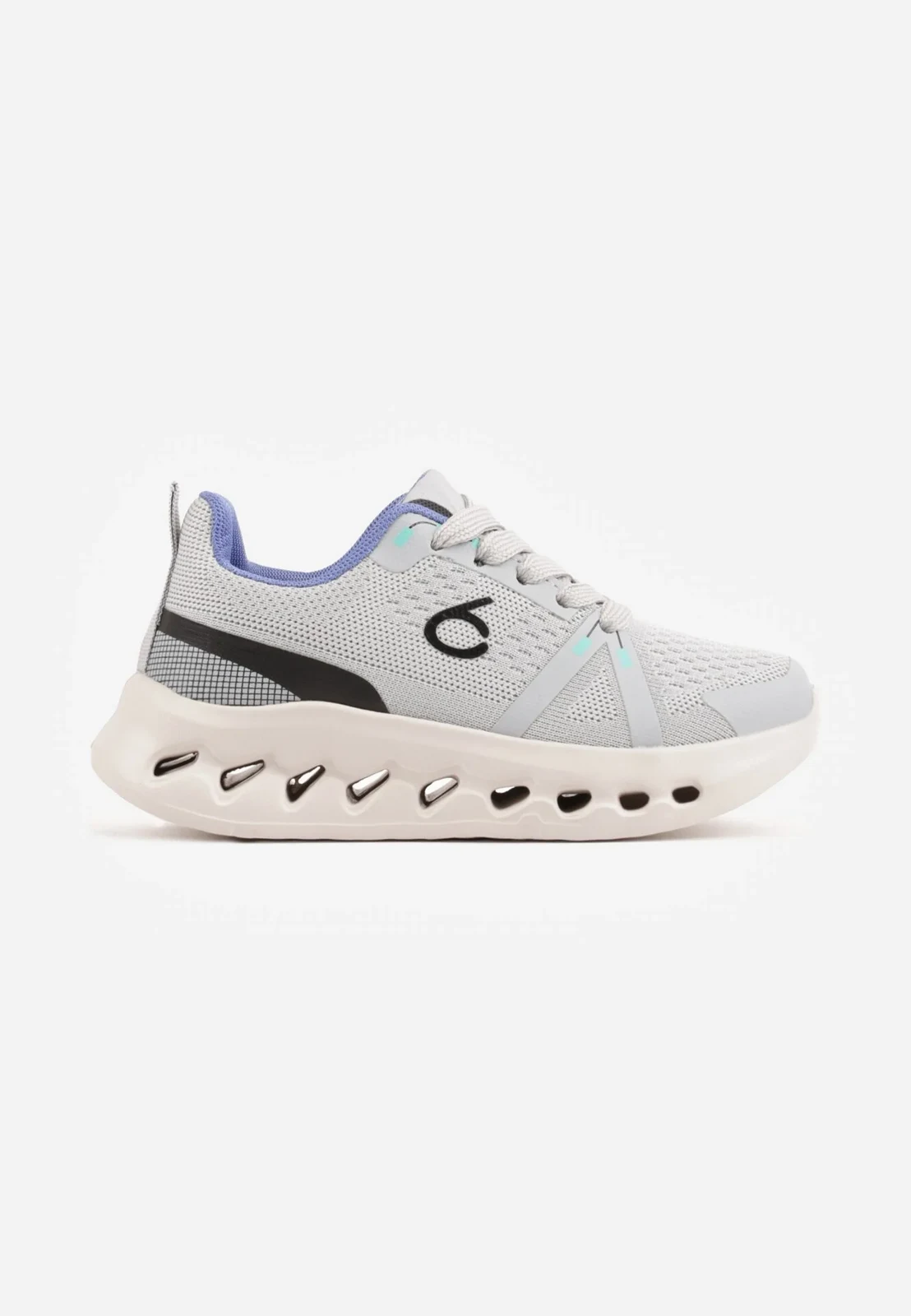 Szaro-Niebieskie Buty Sportowe Sneakersy z Tłoczoną Cholewką i Szerokim Noskiem Kateni