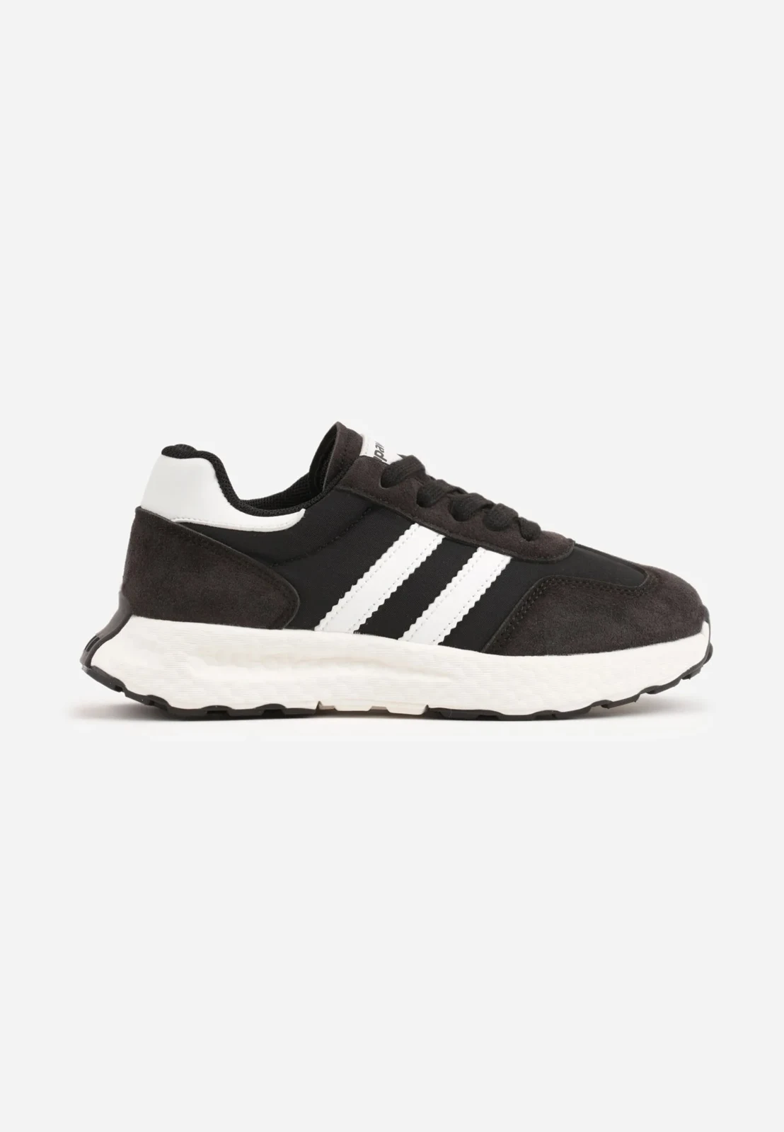 Czarne Buty Sportowe Sneakersy Zapinane na Rzep ze Skórzaną Wkładką Ladru