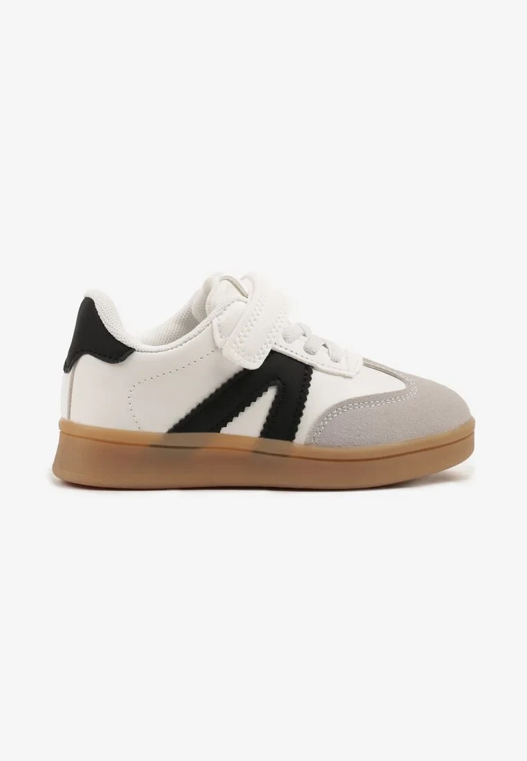 Biało-Czarne Buty Sportowe Sneakersy w Stylu Tenisówek z Paskami Lavlevi