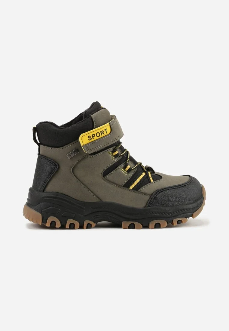 Zielone Botki w Trekkingowym Stylu Vices Zapinane na Rzep Nelanella