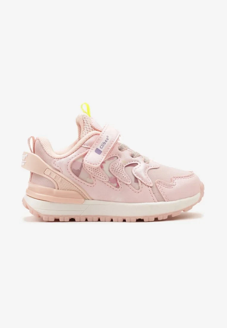 Różowe Buty Sportowe Sneakersy z Nowoczesnymi Wstawkami i Brokatem Baxlia