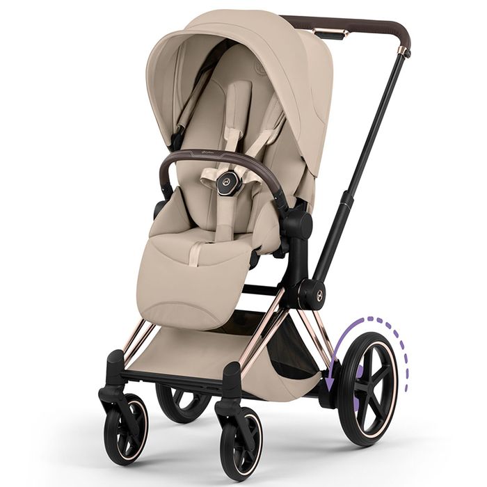 Cybex e-PRIAM 5.0 STYLE wózek spacerowy — Cozy Beige / Rosegold Frame