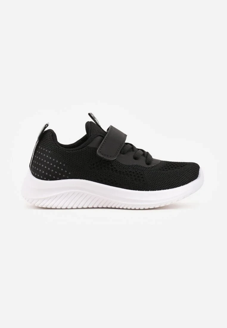Czarno-Białe Buty Sportowe Sneakersy z Perforacją i Tłoczoną Podeszwą Uriltora