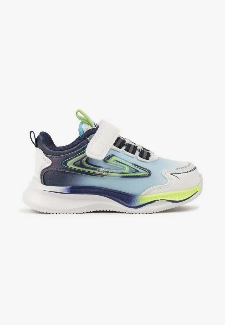 Biało-Niebieskie Buty Sportowe Sneakersy na Grubszej Podeszwie na Rzep Erislo
