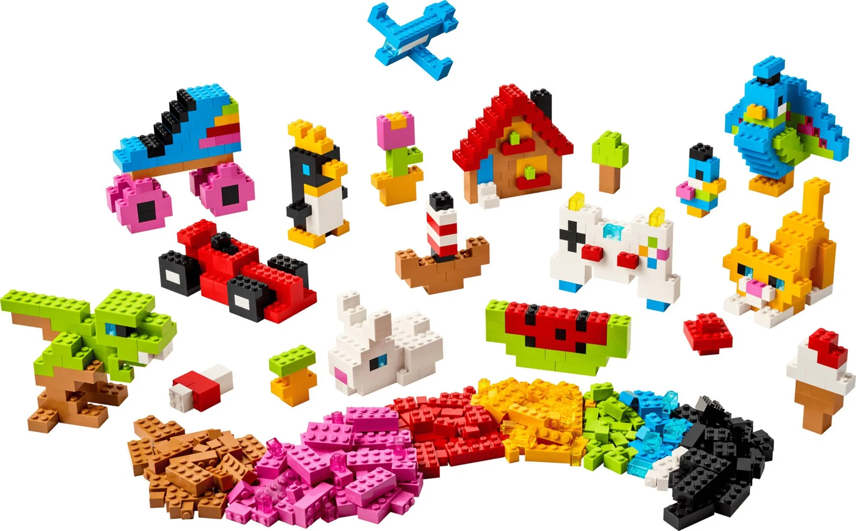LEGO Classic 11045: kolorowe części i przykładowe konstrukcje