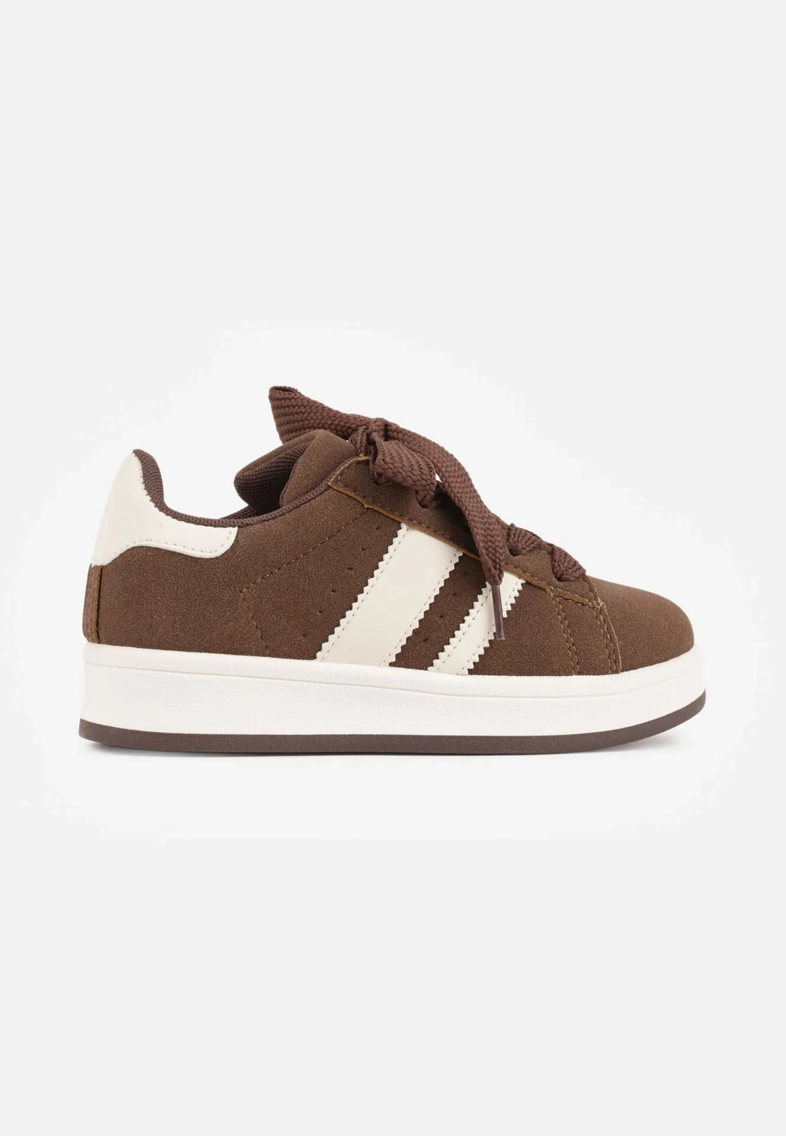 Brązowe Buty Sportowe Sneakersy z Paskami po Bokach Vikitole
